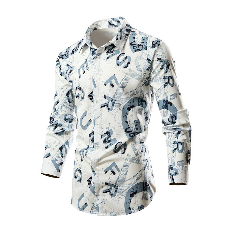 Men's long-sleeve shirt with a stylish striped pattern Skorter