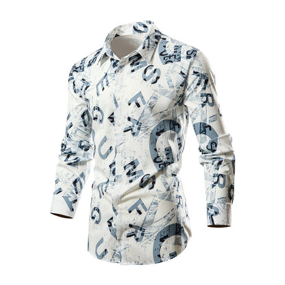 Men's long-sleeve shirt with a stylish striped pattern Skorter