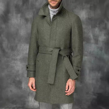 Men's elegant trench coat with waist belt and modern accents Skorter