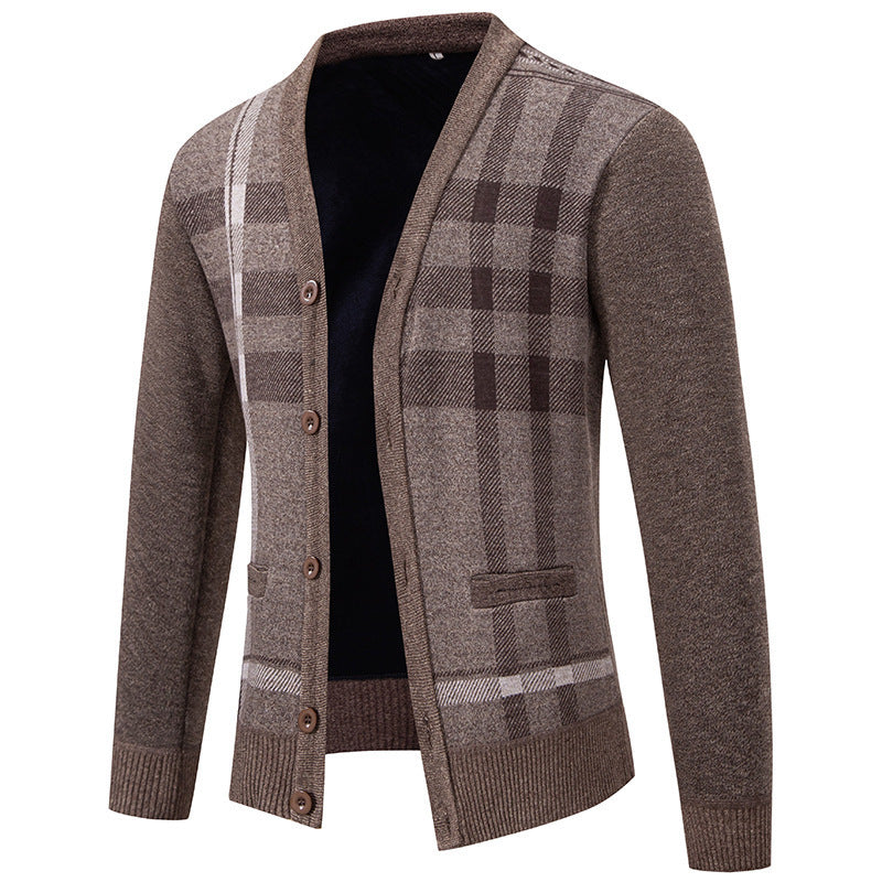 Men's cardigan with stylish check pattern by Skorter
