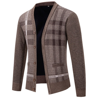 Men's cardigan with stylish check pattern by Skorter