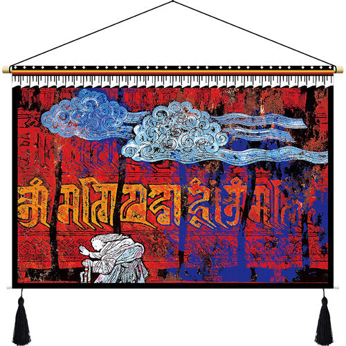 Skorter | Custom Tibetan fabric woven Tibet hanging cloth homestay decoration hotel restaurant living room bedroom headboard fabric painting weave