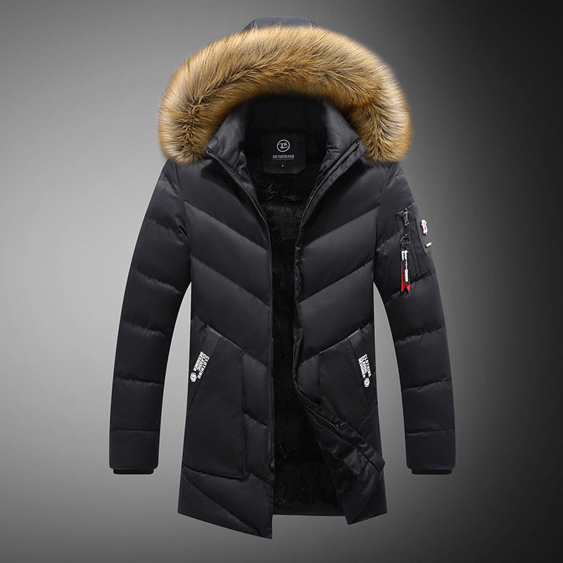 Men's padded winter jacket with removable faux fur collar and practical pockets Skorter
