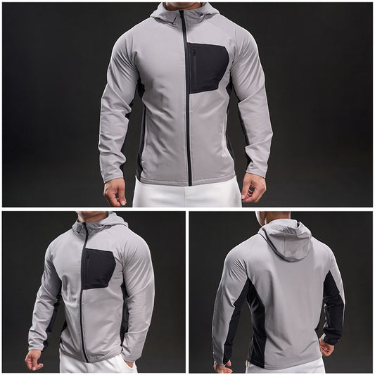 Andningsbar sportjacka för män med praktiska dragkedjefickor Skorter