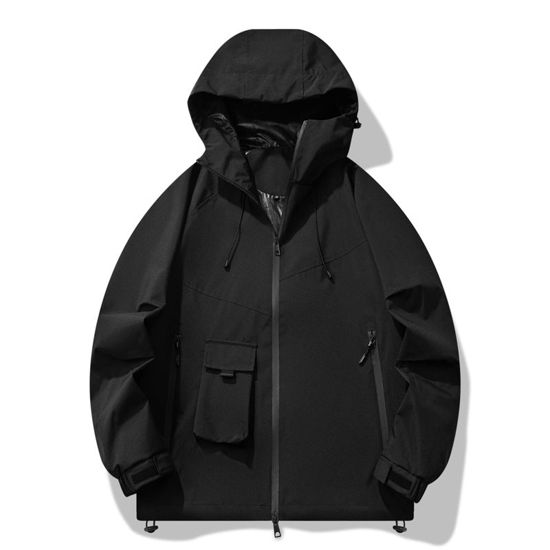 Men's technical outdoor jacket with water-repellent material and adjustable hood design Skorter