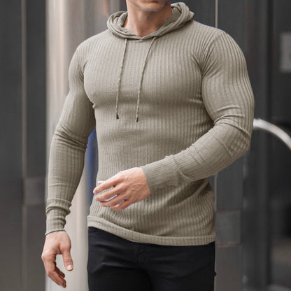 Men's stylish hooded sweater with ribbed texture and fashionable cut Skorter