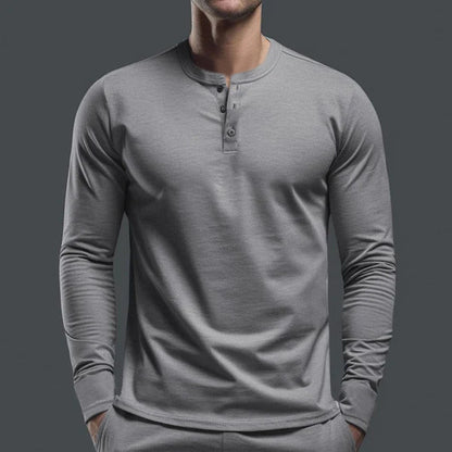 Men's Long Sleeve Shirt with Button Placket made of Comfortable Cotton Blend Skorter