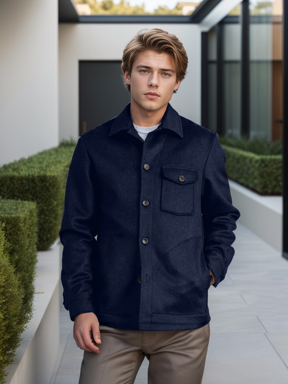 Men's wool jacket with practical pockets Skorter