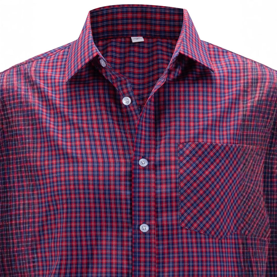 Men's stylish check shirt with modern cut and chest pocket Skorter