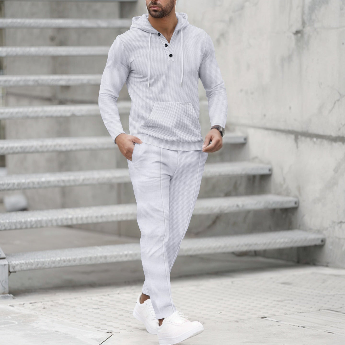 Men's stylish leisure hooded set with practical pockets Skorter