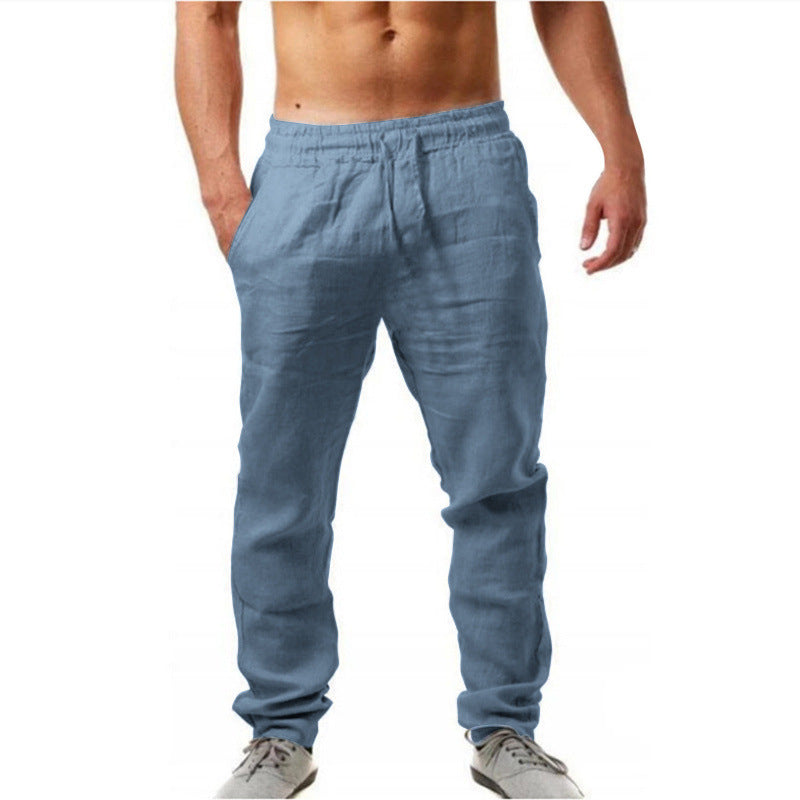 Men's airy linen pants in relaxed fit with practical drawstring Skorter