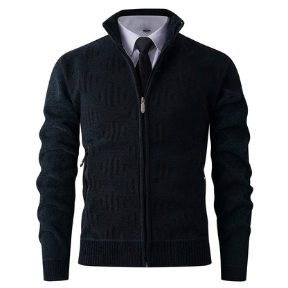 Men's cardigan with textured design and modern zipper Skorter