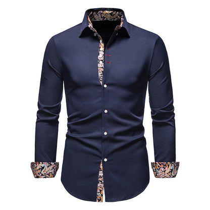 Men's long-sleeve shirt with modern paisley pattern and exclusive details Skorter