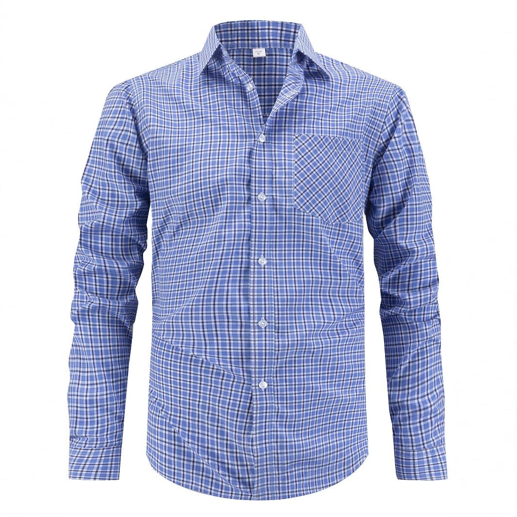 Men's stylish checkered shirt with chest pocket and elegant fit Skorter