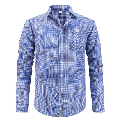 Men's stylish checkered shirt with chest pocket and elegant fit Skorter