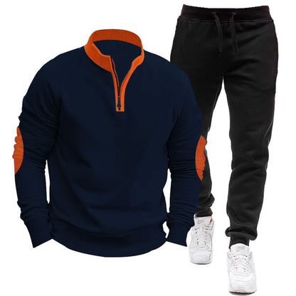 Men's sporty hoodie and jogging suit set with contrasting sleeve accents Skorter