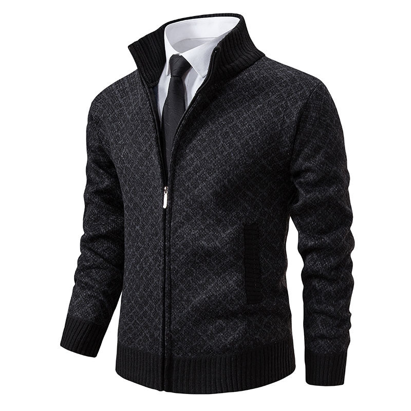 Men's zip-up cardigan with modern diamond pattern Skorter