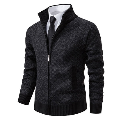 Men's zip-up cardigan with modern diamond pattern Skorter