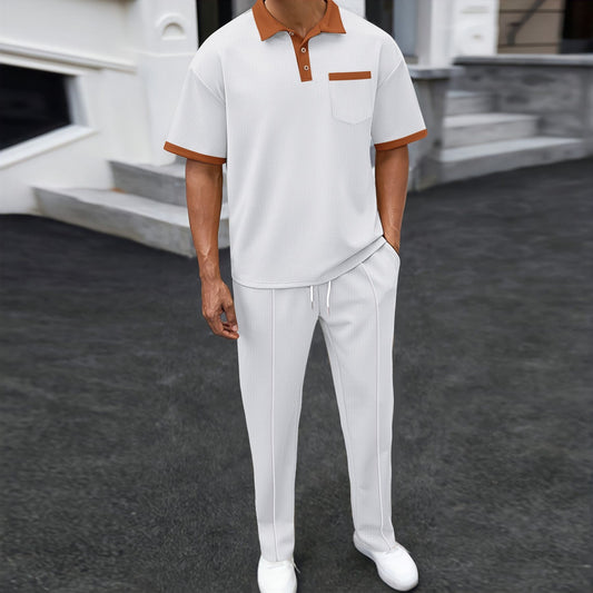 Men's sporty leisure set with contrast details and practical chest pocket Skorter