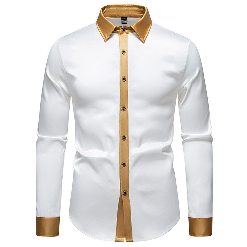 Men's elegant long-sleeve shirt with satin accents Skorter