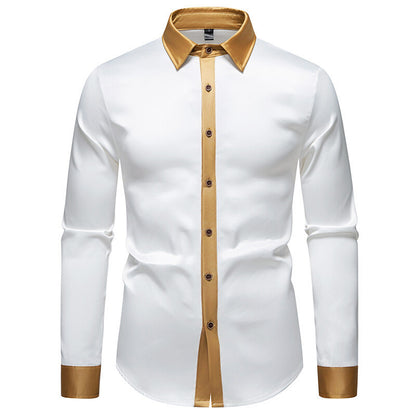 Men's elegant long-sleeve shirt with satin accents Skorter