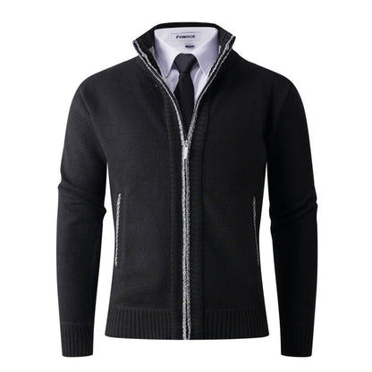Men's stylish cardigan with high collar and practical pockets Skorter