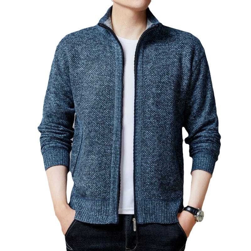 Men's Cardigan with High Collar and Luxurious Lining Skorter