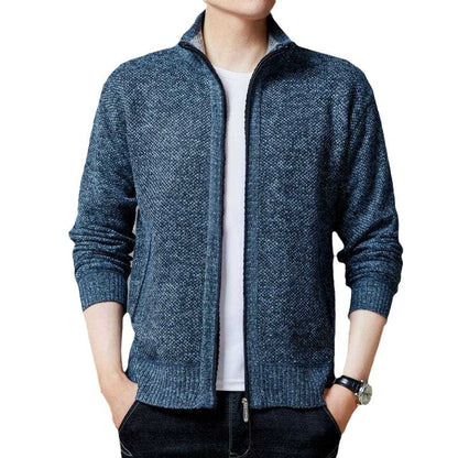 Men's Cardigan with High Collar and Luxurious Lining Skorter