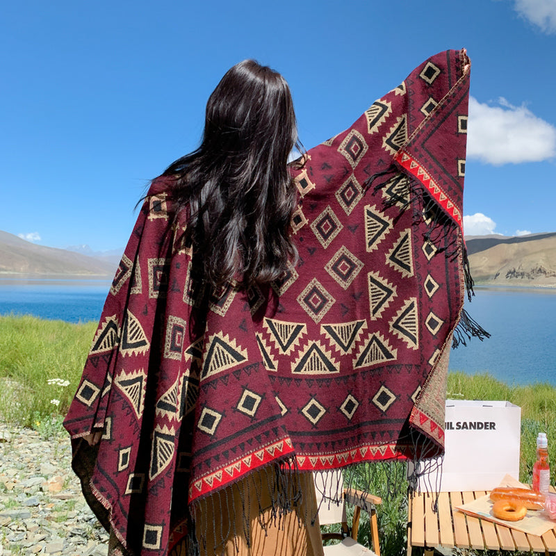 Skorter | Ethical Tibetan shawl cape Warm scarf