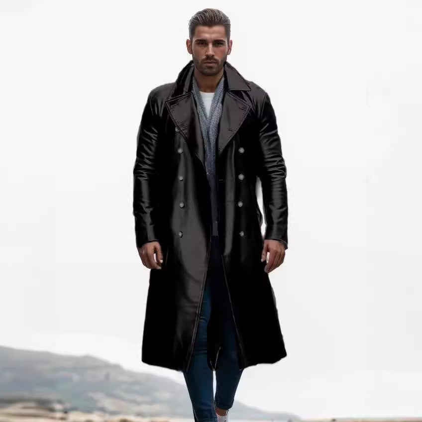 Men Elegant and Timeless Trench Coat with Double Button Placket Skorter