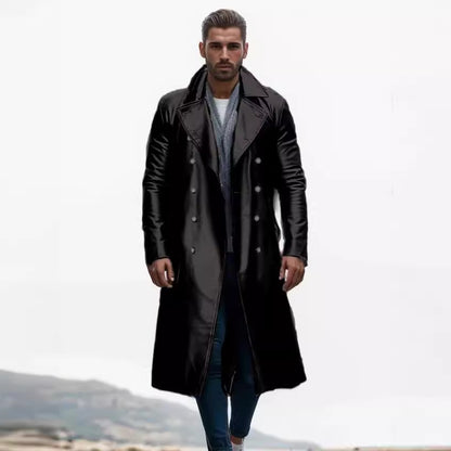 Men Elegant and Timeless Trench Coat with Double Button Placket Skorter
