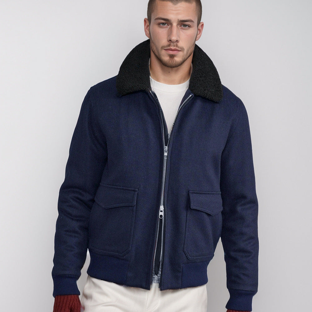 Men's warm fleece jacket with stand-up collar and practical pockets Skorter