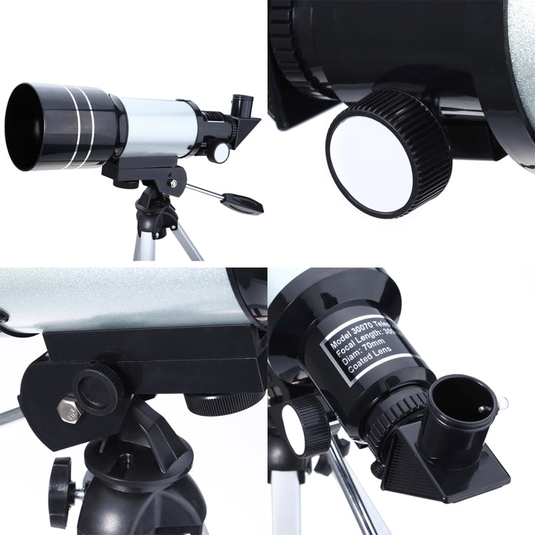 Skorter | F30070M Portable Professional High Definition High Times Espace Astronomical Telescope Spotting Scope with Tripod(Silver)