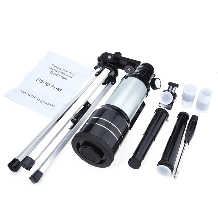 Skorter | F30070M Portable Professional High Definition High Times Espace Astronomical Telescope Spotting Scope with Tripod(Silver)