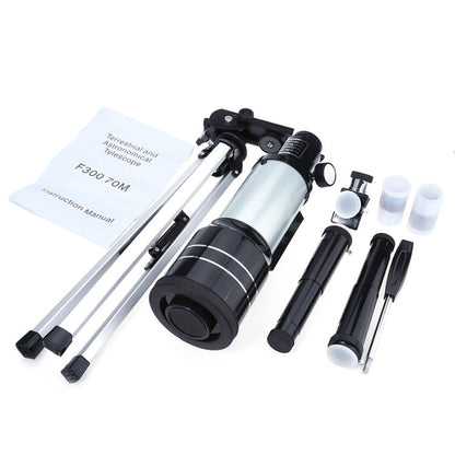 Skorter | F30070M Portable Professional High Definition High Times Espace Astronomical Telescope Spotting Scope with Tripod(Silver)