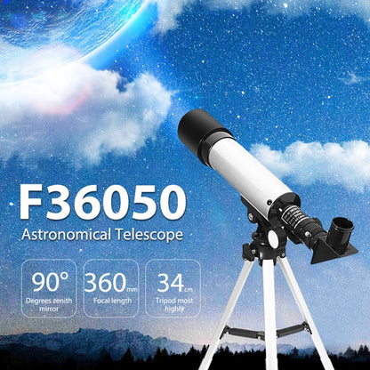 Skorter | F36050 Portable Professional High Definition High Times Espace Astronomical Telescope Spotting Scope with Aluminum Alloy Tripod(Silver)