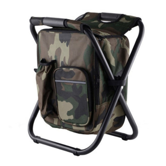 Skorter | Outdoor Portable Folding Camping Chair Light Fishing Beach Chair Stainless Steel Pipe Folding Chair with Ice Bag(Camouflage)