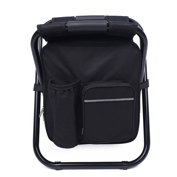 Skorter | Outdoor Portable Folding Camping Chair Light Fishing Beach Chair Stainless Steel Pipe Folding Chair with Ice Bag(Black)