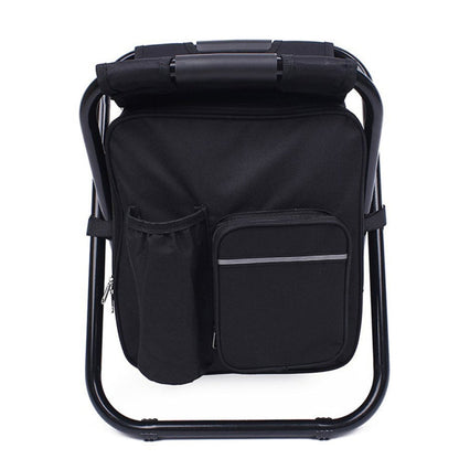 Skorter | Outdoor Portable Folding Camping Chair Light Fishing Beach Chair Stainless Steel Pipe Folding Chair with Ice Bag(Black)