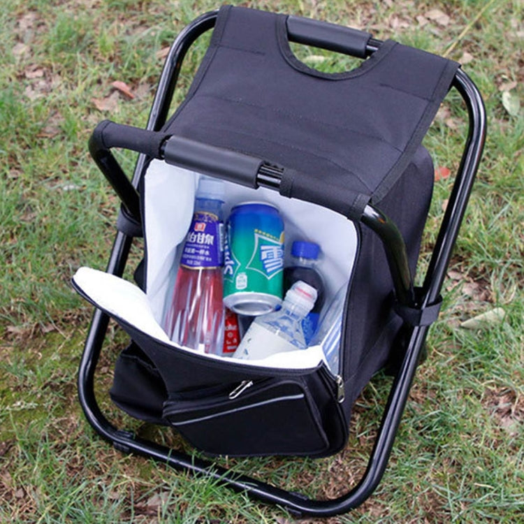 Skorter | Outdoor Portable Folding Camping Chair Light Fishing Beach Chair Stainless Steel Pipe Folding Chair with Ice Bag(Black)