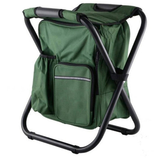 Skorter | Outdoor Portable Folding Camping Chair Light Fishing Beach Chair Stainless Steel Pipe Folding Chair with Ice Bag(Green)