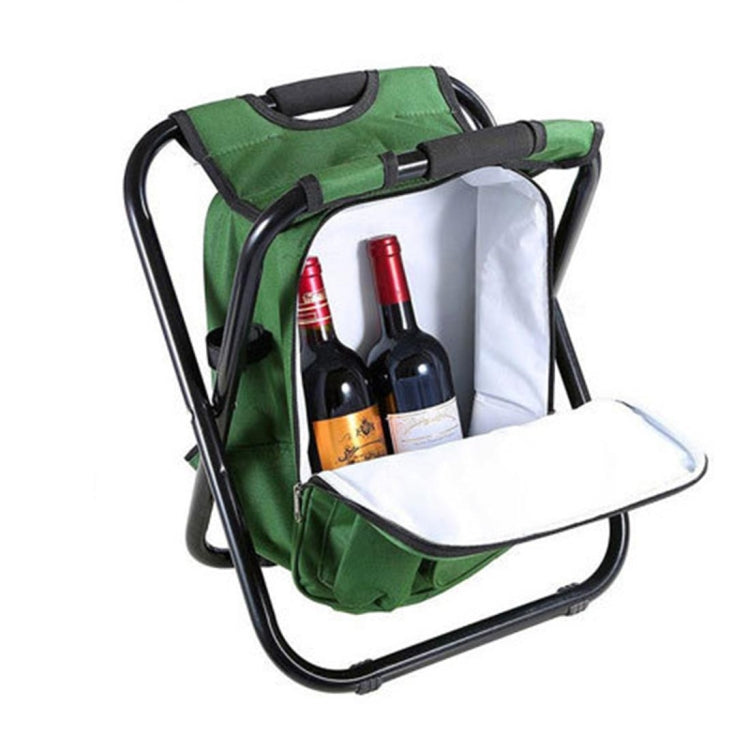 Skorter | Outdoor Portable Folding Camping Chair Light Fishing Beach Chair Stainless Steel Pipe Folding Chair with Ice Bag(Green)