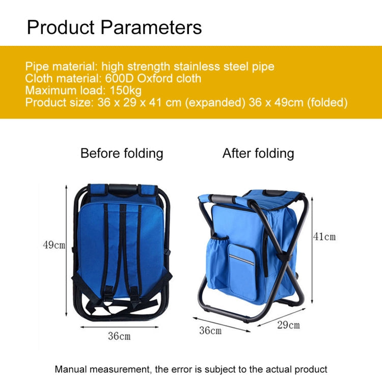 Skorter | Outdoor Portable Folding Camping Chair Light Fishing Beach Chair Stainless Steel Pipe Folding Chair with Ice Bag(Green)
