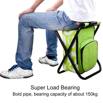 Skorter | Outdoor Portable Folding Camping Chair Light Fishing Beach Chair Stainless Steel Pipe Folding Chair with Ice Bag(Green)