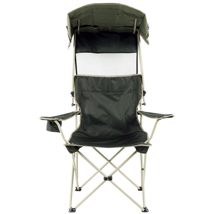 Skorter | Outdoor Sun Protection Folding Chair Multifunctional Portable Fishing Beach Lounge Chair  With Sunshade Aluminum Folding Chair(Dark Green)