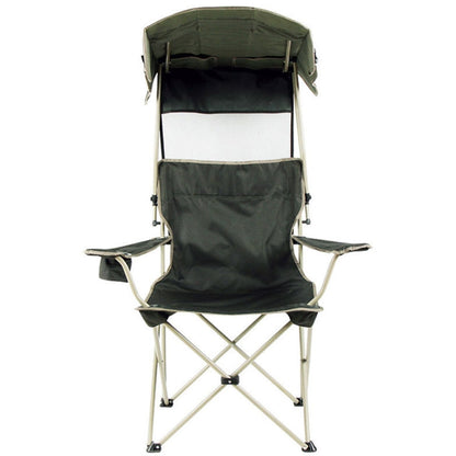 Skorter | Outdoor Sun Protection Folding Chair Multifunctional Portable Fishing Beach Lounge Chair  With Sunshade Aluminum Folding Chair(Dark Green)