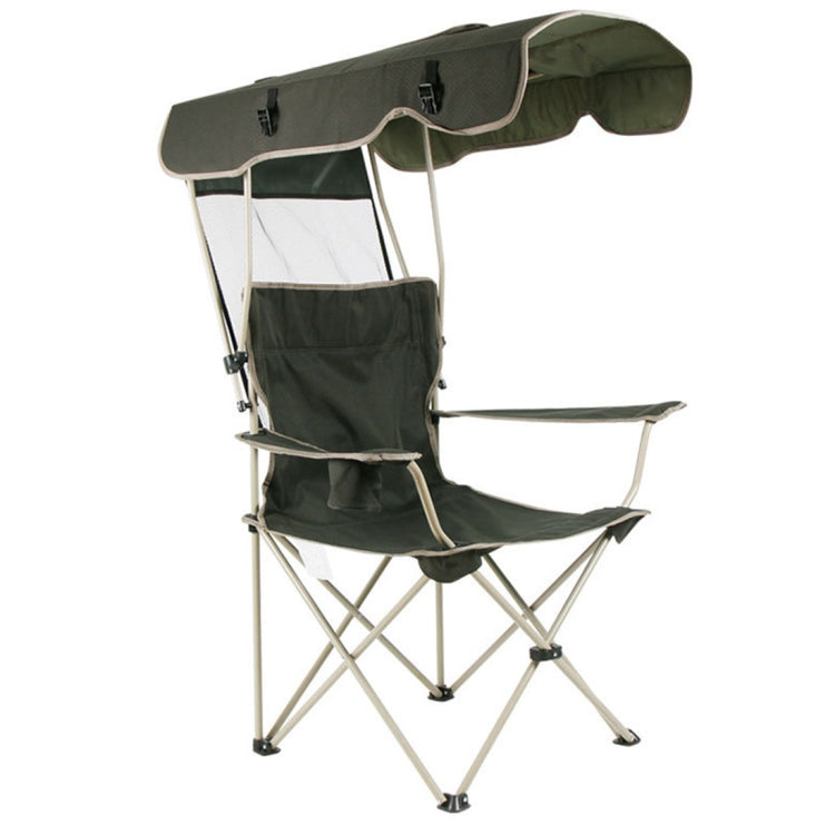 Skorter | Outdoor Sun Protection Folding Chair Multifunctional Portable Fishing Beach Lounge Chair  With Sunshade Aluminum Folding Chair(Dark Green)
