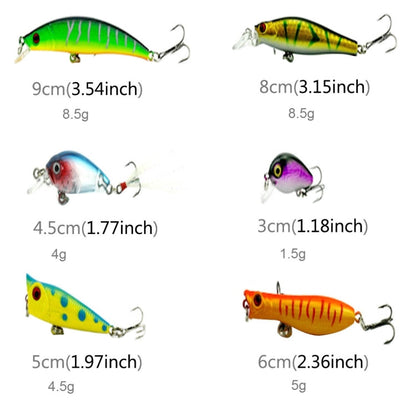 Skorter | HENGJIA HENG JIA-SETL30 30 PCS Minnow Fishing Lure Set 6 Models Fishing Tackle Plastic Hard Bait