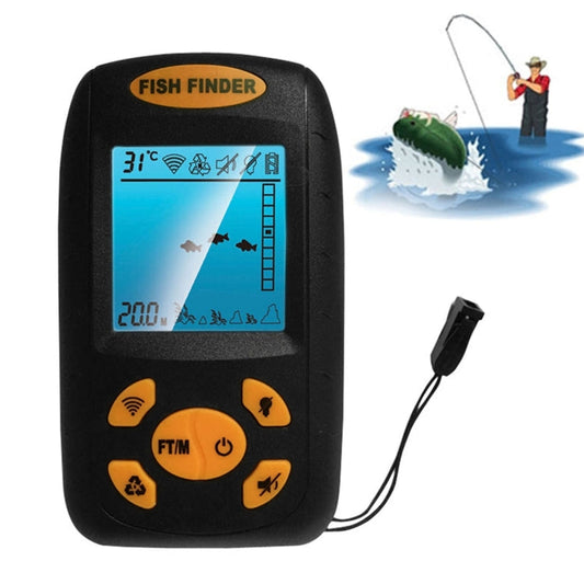 Skorter | Portable Ultrasonic Fish Finder, Water Depth & Temperature Fishfinder with Wired Sonar Sensor Transducer and LCD Display