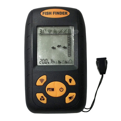 Skorter | Portable Ultrasonic Fish Finder, Water Depth & Temperature Fishfinder with Wired Sonar Sensor Transducer and LCD Display